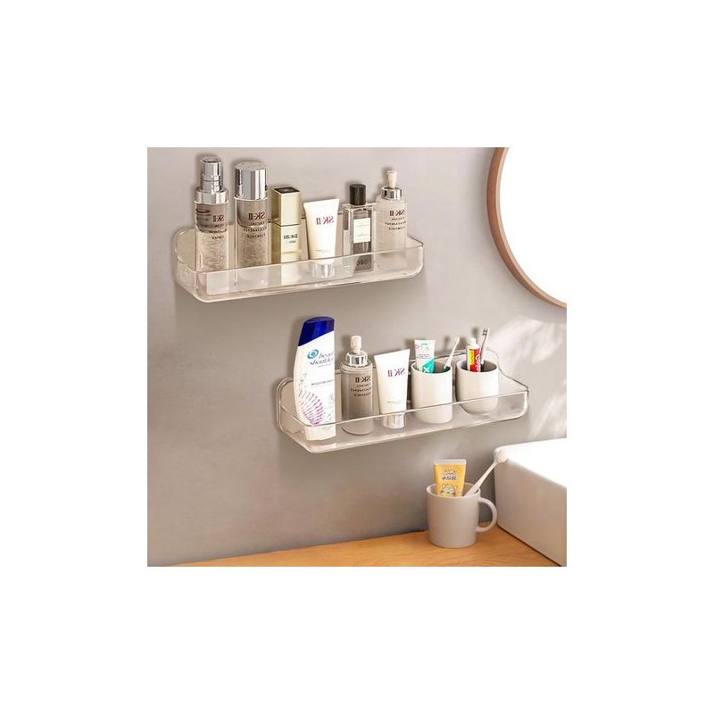 – Duschablage Ohne Bohren – 2-teilige, Wandmontierte Ablage Aus Pet-kunststoff – Hohe Tragkraft Von 7,3 Kg – Optimaler Wasserablauf Für Bad Und Küche