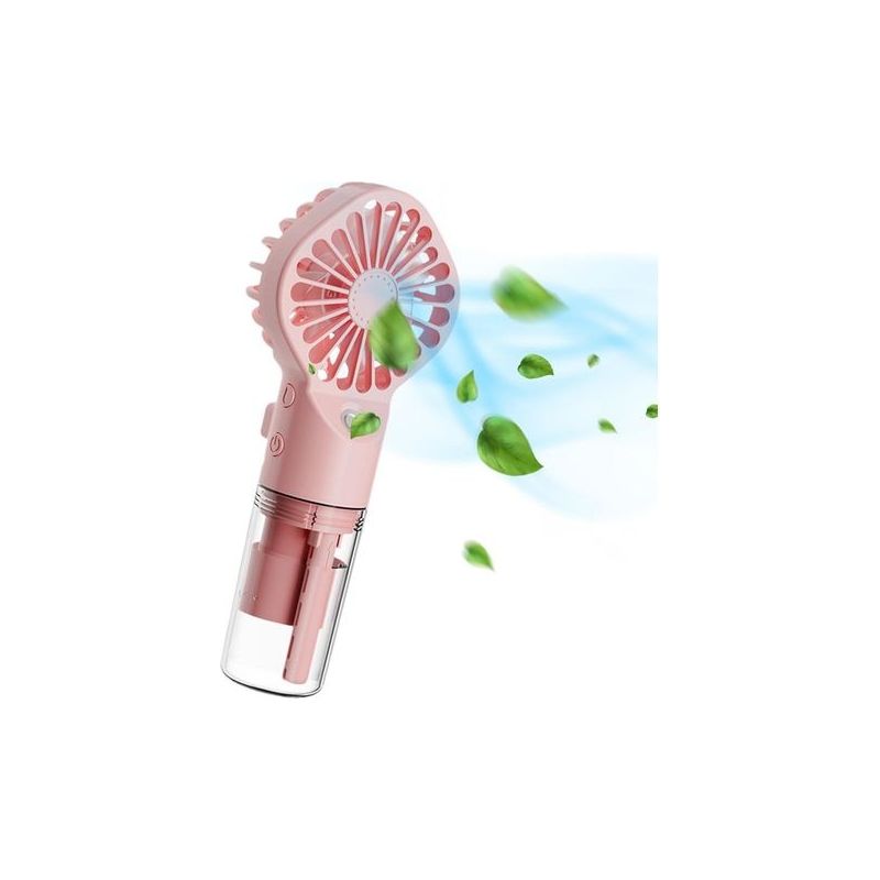 Tragbarer Sprühventilator, Mini-sprühventilator Mit Transparentem Nebelsystem, Usb-wiederaufladbar, 4 Geschwindigkeitsstufen, Für Zuhause, Büro, Outdoor, Reisen, Rosa