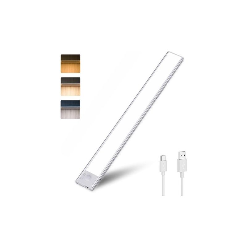– 40 Cm Lange, Wiederaufladbare Led-leiste – Dimmbar (3000 K/4500 K/6000 K) – Bewegungsmelder – Magnetische Befestigung Für Schränke Und Treppen
