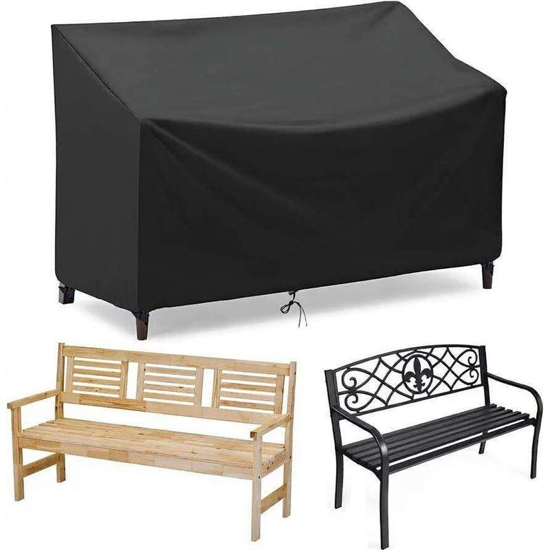 Schutzhülle Für 2-sitzer-gartenbank, 130 X 95 X 80/40 Cm, Wasserdicht, Gartenmöbel-abdeckung Aus Oxford-gewebe, Winddicht, Uv-beständig, Mit Schnalle, Schwarz