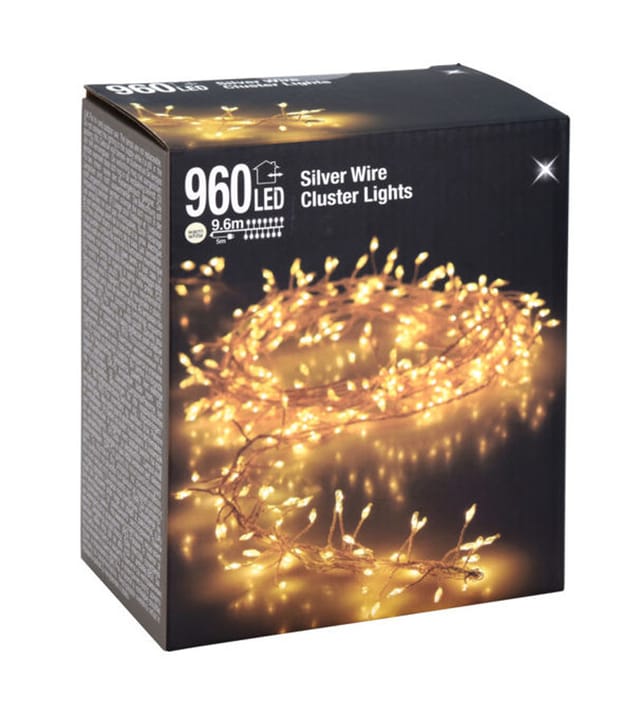 Spetebo - Silver Wire cluster Lights - 960 led / 9,6 m - Draht Büschel Lichterkette für Außen