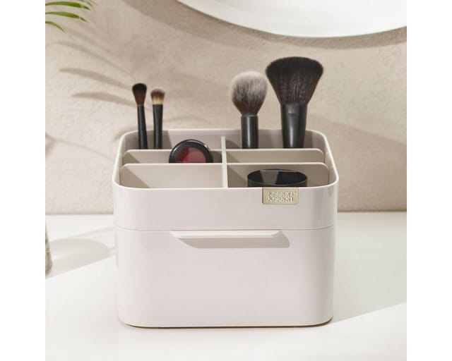 Viva Joseph Joseph, Kosmetikorganizer mit Schublade, tiefe und flache Fächer, stilvolles Design, Größe 19,5 x 18,5 x 12 cm, Farbe Shell