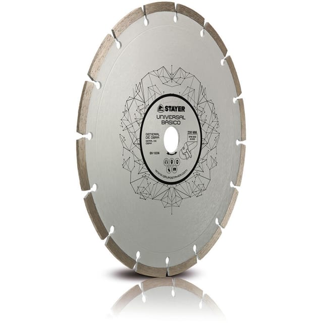Stayer Iberica - Professionelle Diamantscheibe offür Baumaterialien niedriger, mittlerer und niedriger Härte, Universal basic ø230x22,2 H7