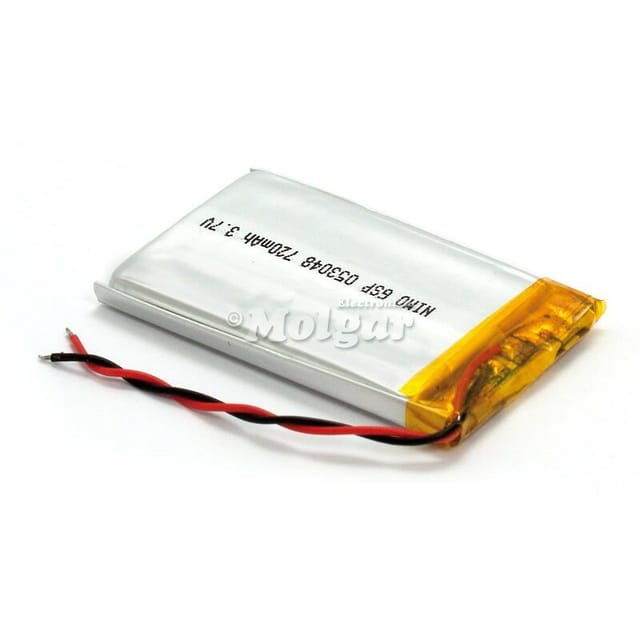 Lithium-Polymer-Akku 3,7V 720mA wiederaufladbar mit Kontrollschalter