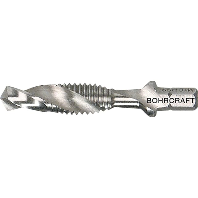 Bohrcraft - Kombi Maschinengewindebohrer M8 Split Point Bohrer 1/4 Zoll 6-kant Schaft zum Bohren, Schneiden und Entgraten, hss