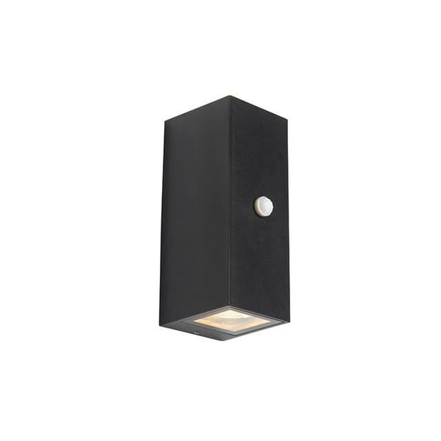 Qazqa - Moderne Wandleuchte schwarz IP44 mit Bewegungsmelder - Baleno ii