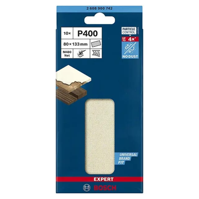Schleifblätter BOSCH EXPERT rechteckig Holz und Farbe Netto M480 - 80X133mm - G400 - 2608900742