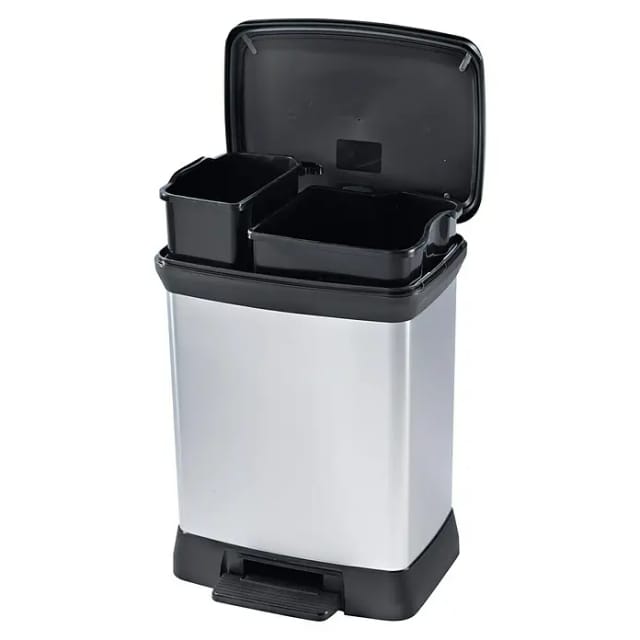 Deco Mülleimer Deco 28 l Rechteckig Kunststoff Schwarz, Grau - Curver
