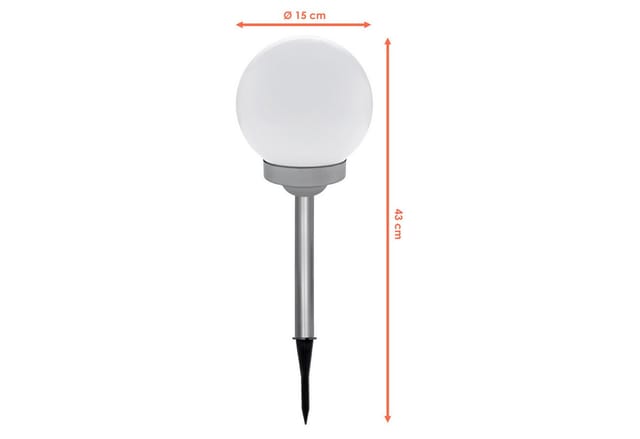 Solarlampe Kugel warm weiß mit Erdspieß - Ø 15 cm - Garten Leuchte mit Balkon Halterung