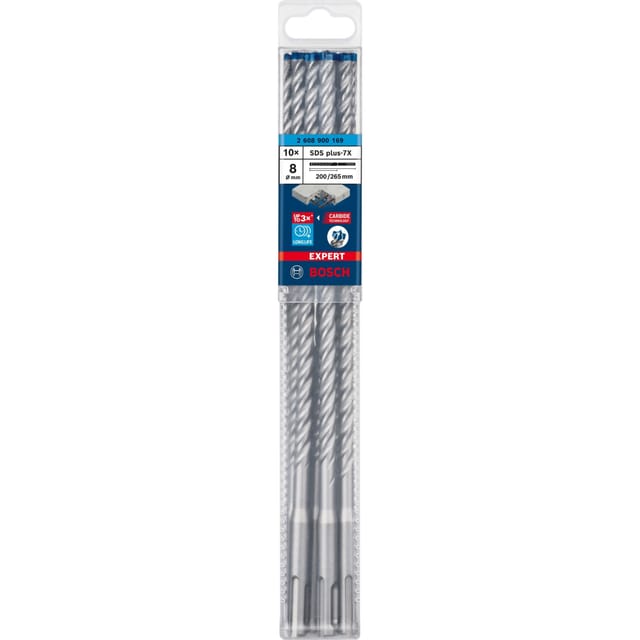 Professional Expert sds plus-7X Hammerbohrer, 8 x 200 x 265 mm, 10-tlg. (2608900169) - Bosch
