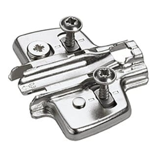 Hettich - Kreuzmontageplatte Stahl vernickelt D=3,0 mm ø 2,5 mm mit Spanplattenschrauben