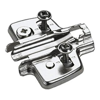 Hettich - Kreuzmontageplatte Stahl vernickelt D=1,5 mm ø 5 x 12 mm mit Spreizmuffen
