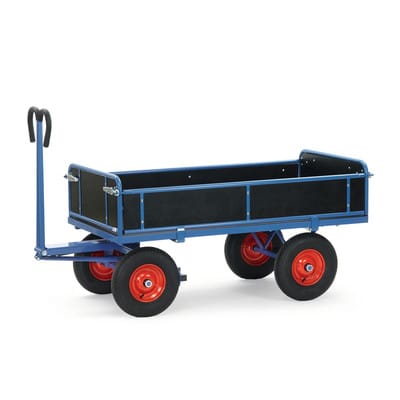 Fetra Handpritschenwagen mit Bordwänden, abklappbar, Zugöse an der Deichsel 260x85mm Luft-Bereifung 1200x800mm Ladefläche