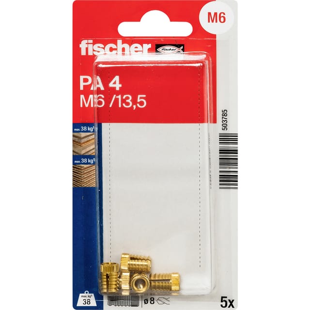 Fischer - 503785 pa 4 M6/13,5 k nv Messingdübel 13 mm 1 Set