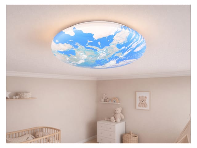 Reality Leuchten - Coole led Deckenleuchte terra mit Weltkugelcover aus Kunststoff, ø 37cm