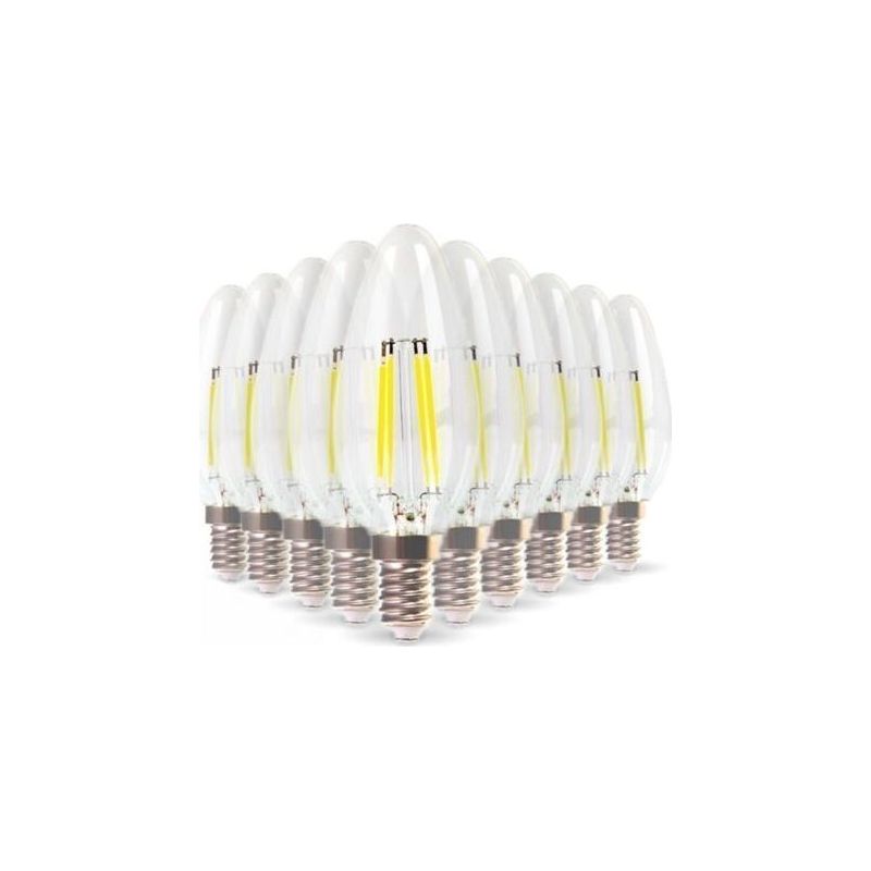 Taishengda – 10er-pack E14 Led-flammenfadenlampen, 4 W (entspricht 40 W), Warmweiß (2700 K)
