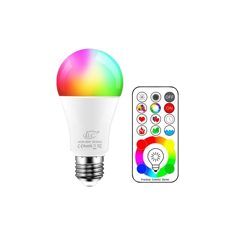Taishengda E27 Led-farblampe Mit Fernbedienung, 120 Rgb-farben, 10 Watt, Edison-schraubsockel
