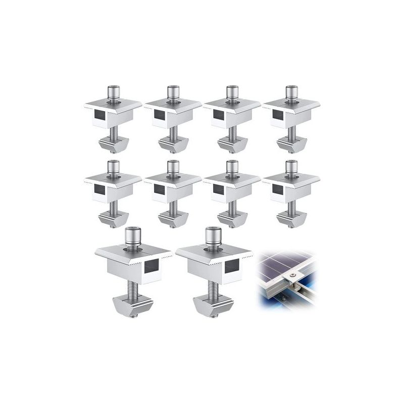 Taishengda Aluminium-solarpanel-montagehalterung – 10er-pack T-clips – Schnelle Montage Auf Flach- Und Schrägdächern – Uv- Und Korrosionsbeständig