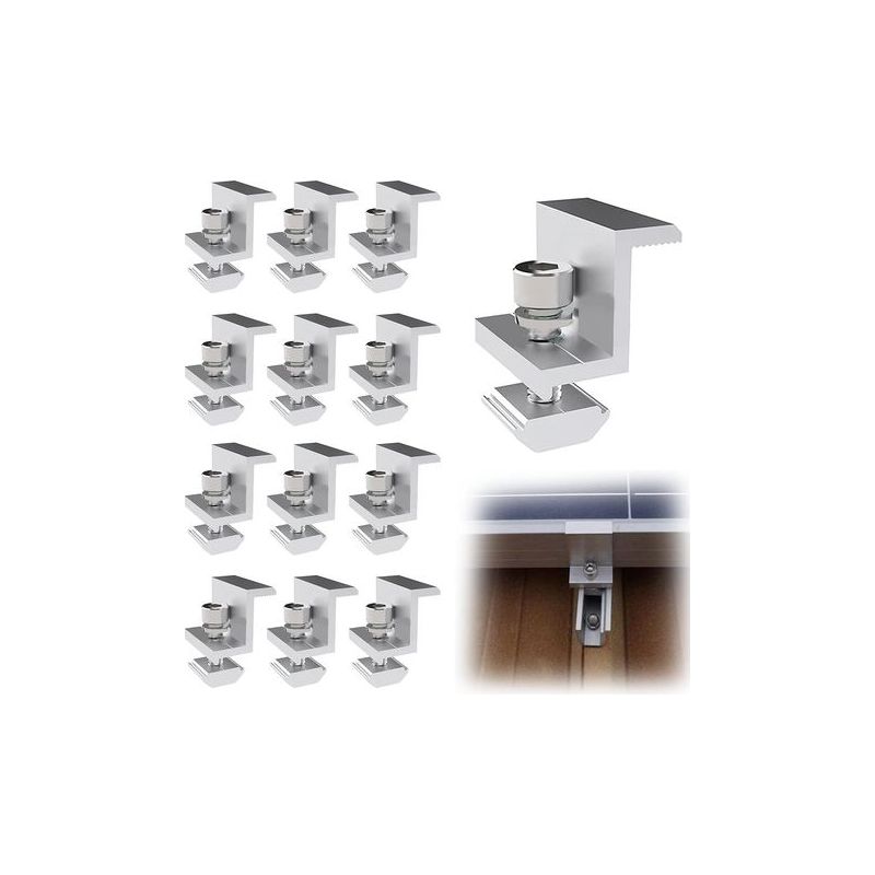 Taishengda-12-teiliges Aluminium-solarpanel-montageset, Z-förmige Solarpanel-montagehalterung, Für 40-mm-solarpanels, Mit Muttern Und Schrauben, Für Dach-, Wand- Und Dachmontage (40 Mm)