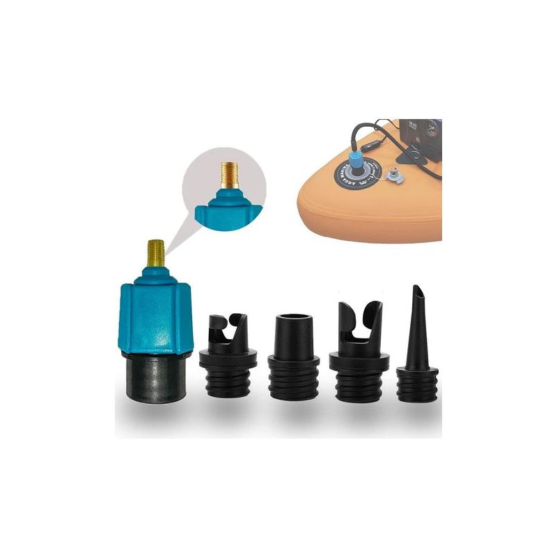 Taishengda Paddleboard-pumpenadapter, Kajak-pumpenadapter Mit 4 Luftventildüsen Für Kajak/luftmatratze/stand-up-paddleboard/boot, Luftventilkonverter (blau)
