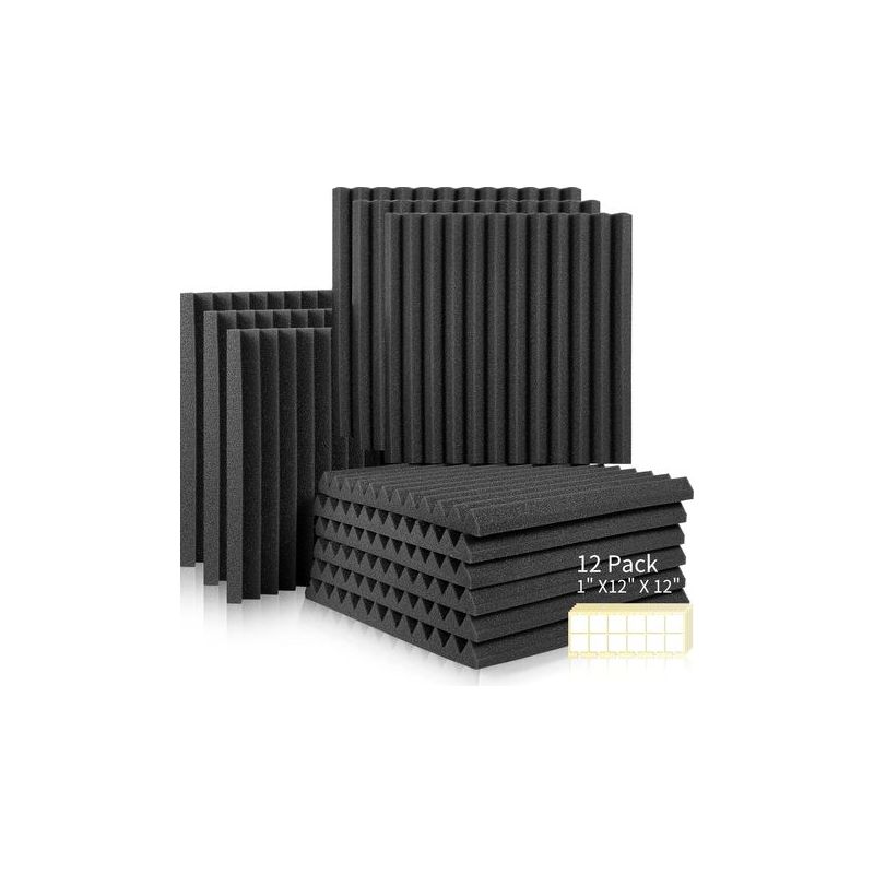 Taishengda – Packung Mit 12 Selbstklebenden, Schwer Entflammbaren Akustikpaneelen, 30 X 30 X 2,5 Cm – Schalldämmung Für Studios Und Büros – Reduziert Echos Und Lärm