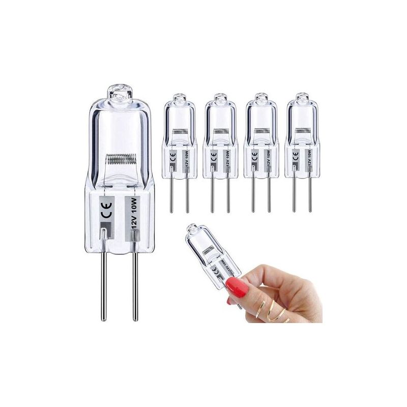 Taishengda – G4-glühbirne, 5er-pack, 10-w-g4-halogenlampe, Hocheffizient, 150 Lm, Mit Zweipoligem G4-sockel, 12 V Ac/dc, Warmweißes Licht (2800 K), G4 12 V Für Scheibenwaschanlage