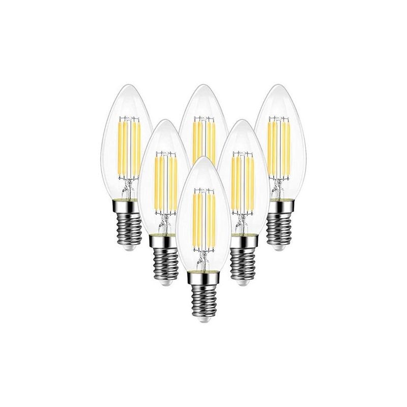 Taishengda – Vintage-led-kerzenfadenlampe E14, 6 W (entspricht 60 W Glühlampe), E14-sockel, Warmweiß (2700 K), 600 Lm, 6er-pack