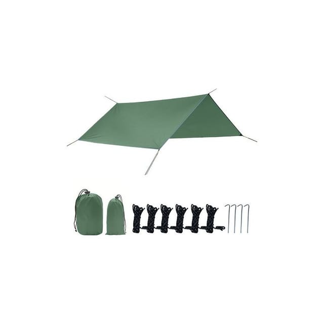 Taishengda Regenschutzplane, 3x3 M, Campingzeltplane, Unterstand, Regenschutz, Uv-schutz, Reißfest, Wasserdicht, Für Wandern Und Reisen, Grün