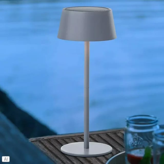 Picco Solar Tischlampe Outdoor 30cm Grau Matt – led Außentischleuchte mit usb & Akku, Dimmbar in 3 Stufen, IP44 Wassergeschützt - Brilliant