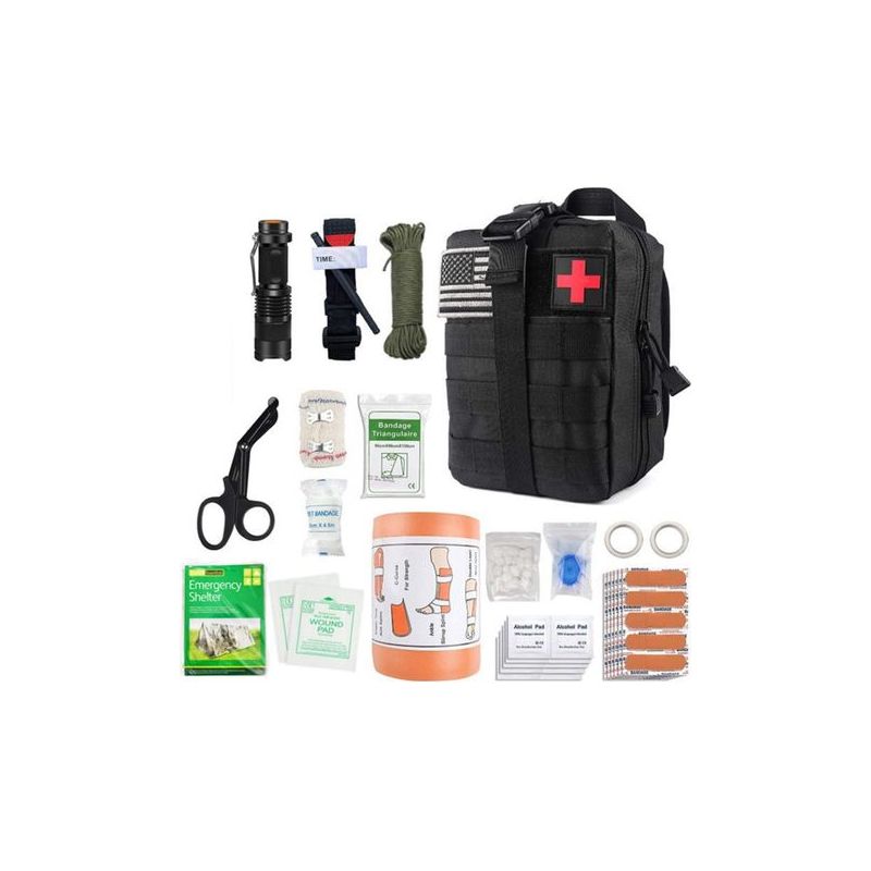 Taishengda - Komplettes Taktisches Militär-erste-hilfe-set, Zusammengestellt Nach Eu-ce-standards + Kleine Tasche + Schultergurt + Zeckenentferner + Überlebensarmband - Entwickelt Für Wandern, Reisen,