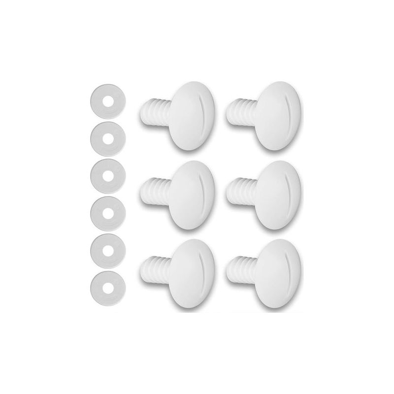 Taishengda Kunststoff-radschrauben (6er-set) Für Polaris 180/280 Poolreiniger Mit 6 Zusätzlichen Unterlegscheiben, C55 C-55 Poolreiniger-ersatzteile, Weiß