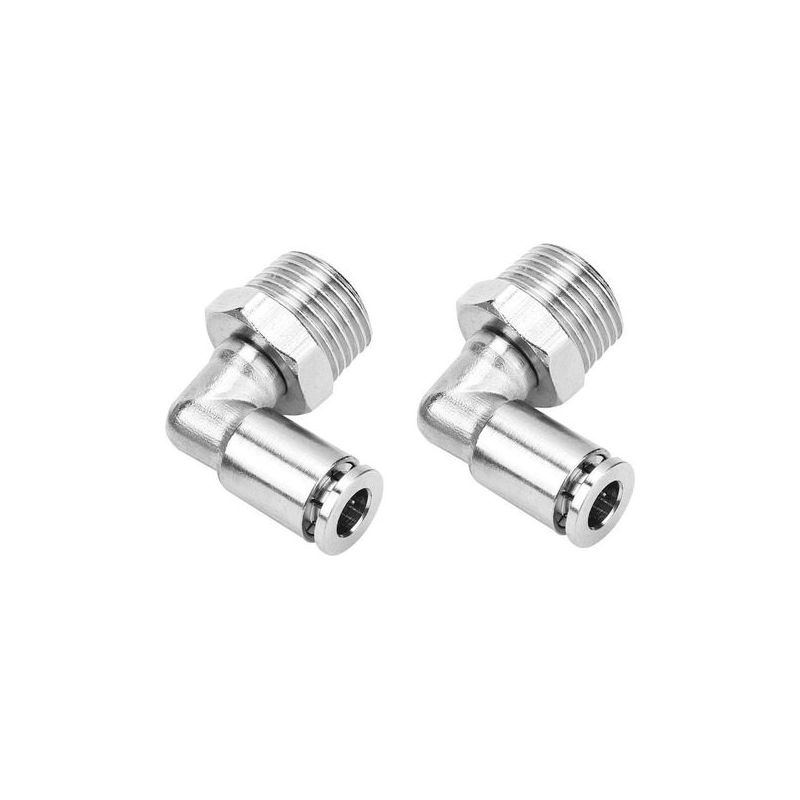 Taishengda - 2 Stück Schnellkupplungs-schlauchverschraubungen Komplett Aus Kupfer, Vernickelt, 8 Mm Pneumatische Schnellkupplung + 90 Grad Bsp-außengewinde (1/8")