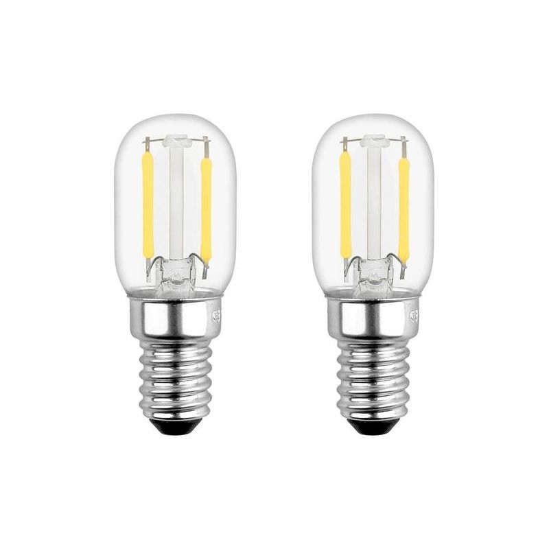 Taishengda-led E14 2w Für Kühlschrank, T22, Entspricht Einer 15w E14 Glühlampe, Warmweiß 2700k, 230v, Kleine E14 Led Für Kühlschrank/salzlampe/nachtlicht Für Kinder, 2er-pack [energieklasse A++]