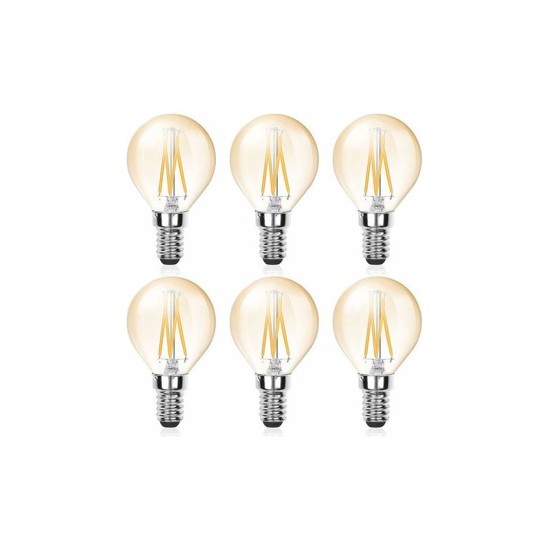 Taishengda-6 Stück E14 Led-glühbirne Mit Glühfaden, G45, 4 W (entspricht 40 W), E14-fassung, Dimmbar, Bernsteinfarbenes Licht, Vintage-kaltweiß 6000 K, 220 V, 380 Lm, Vintage-beleuchtung Für Kronleuch