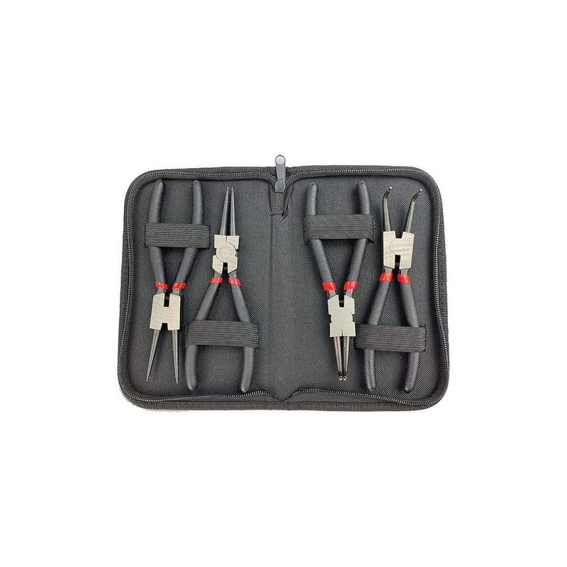 Taishengda – 4-teiliges Sprengringzangen-set, 175 Mm (7 Zoll), Gerade, Gebogen, Innen Und Außen, Mit Aufbewahrungskoffer Und Rutschfestem Griff