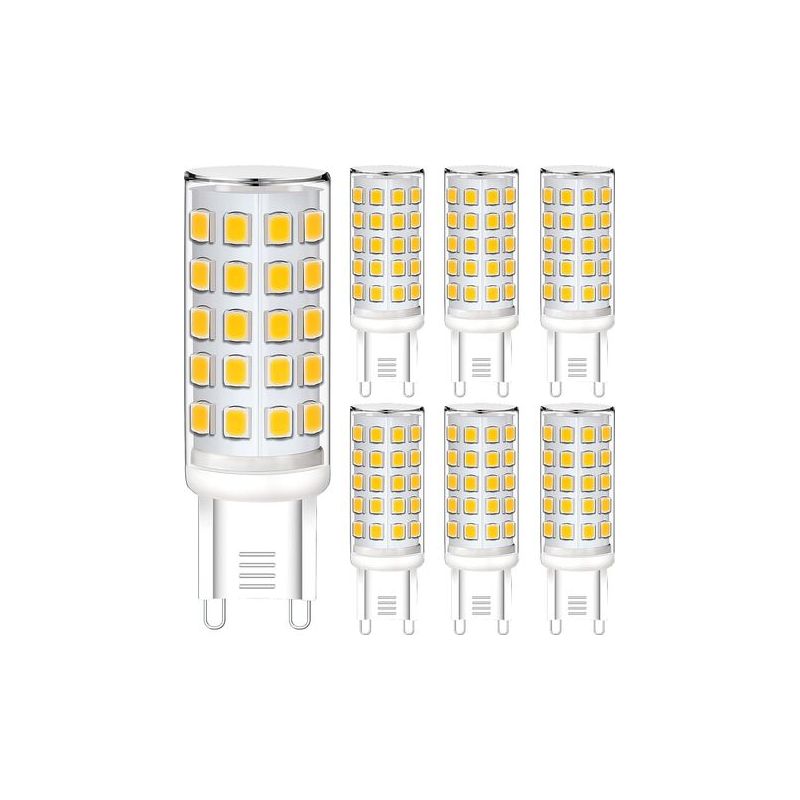 Taishengda G9 Led-lampe, 6 W, Warmweiß (3000 K), Entspricht 40 W Halogenlampe, Energiesparende G9-led-lampe, Flimmerfrei, Nicht Dimmbar, 6er-pack