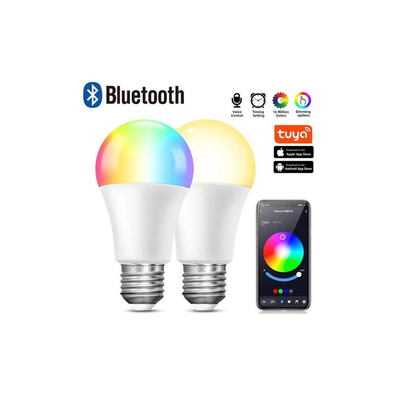 Taishengda E14 Smart-glühbirne, 9 W, 900 Lm, Dimmbare Rgbcw-led-glühbirne Mit Warmweißen Farben, Wlan-kompatibel Mit Alexa Und Google Home, 2er-pack