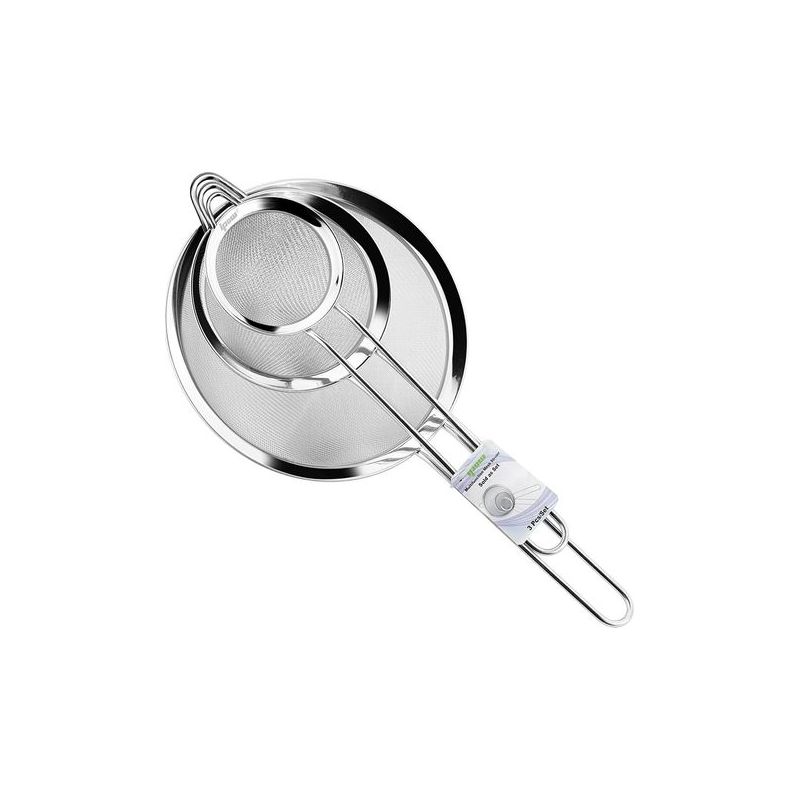 Taishengda - Küchensieb/mehlsieb Aus Edelstahl Mit Griff, Feine Maschenweite 7 Cm, 12 Cm Und 18 Cm Zum Abtropfen Von Backpulver, Nudeln/reis, Zum Passieren Von Soßen, Zum Filtern In Schüsseln/becken,