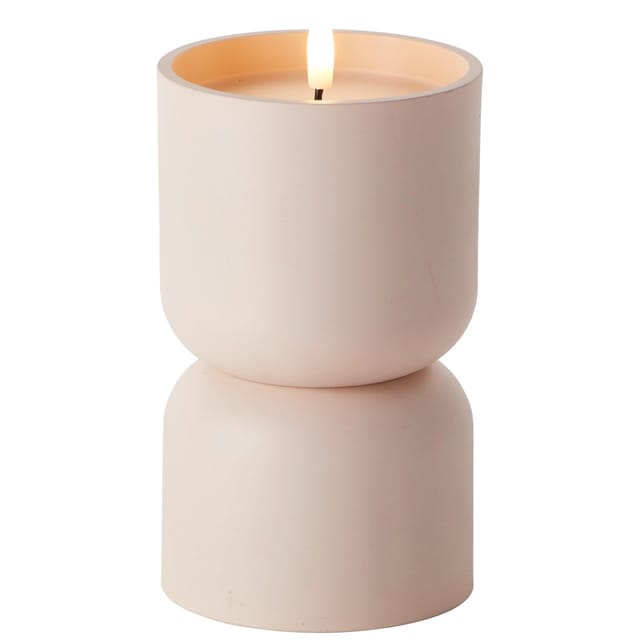 Brilliant LED Kerze batteriebetrieben mit Timer Ø 9,8 x 18,5 cm beige, Hellbraun Flammenlose/LED-Kerze