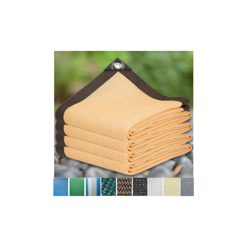 Taishengda – Uv-schutz-sonnensegel Für Garten, Terrasse, Gewächshaus, Winddichtes Netz Mit Ösen, 12 Befestigungsstifte, Beige, 3 X 6 M