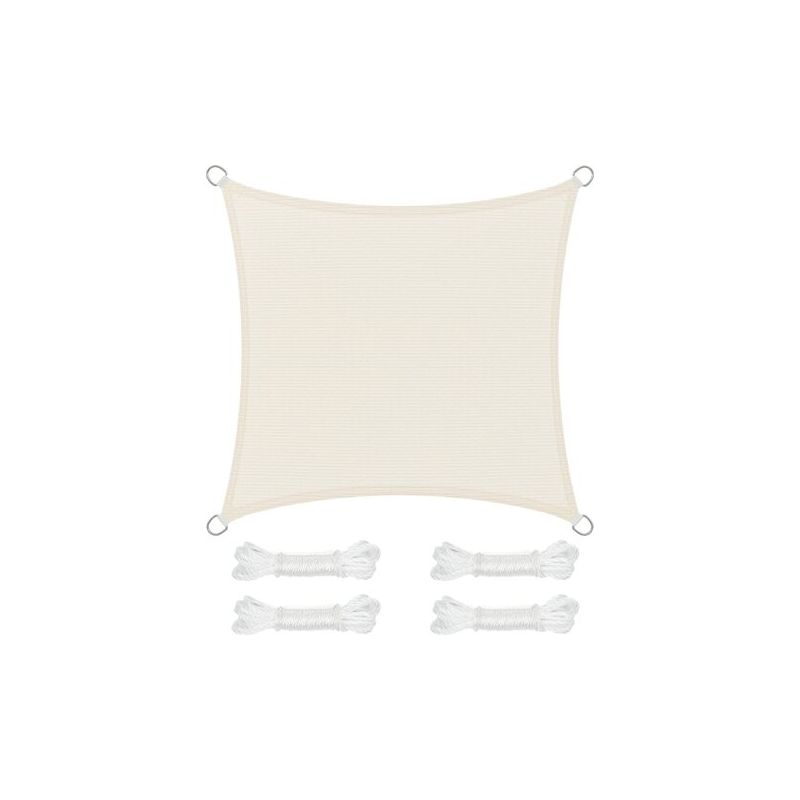 Taishengda Sonnensegel 3 X 3 M, Hdpe-gewebe, Sonnenschutz, Atmungsaktiv, Wasserdurchlässig, Für Terrasse, Garten, Balkon, Camping, Quadratisch, Konkav, Beige