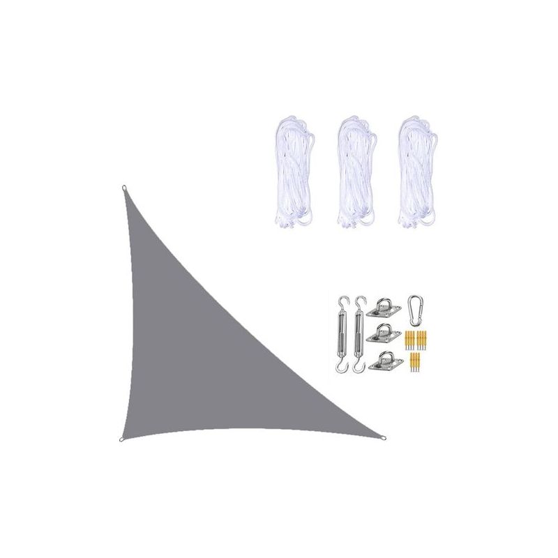Taishengda – Wasserdichtes Sonnensegel 3×4×5 Meter, Rechtwinkliges Dreieck, Sonnenschutzgewebe Mit Befestigungsmaterial Für Garten, Terrasse Und Pflanzen, Grau