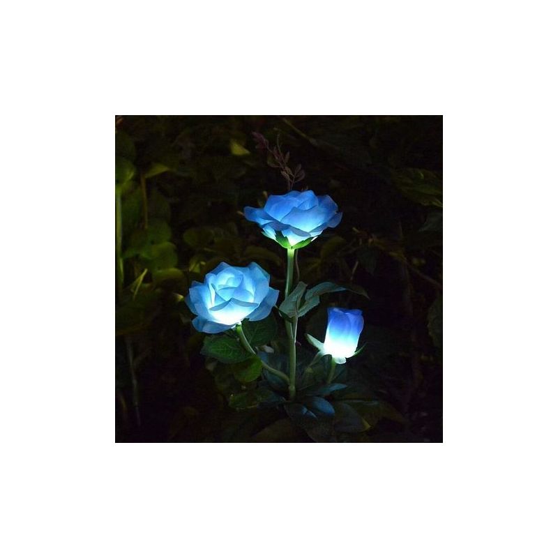Taishengda Solar-gartenleuchte, Solar-gartenlampe, Blumenleuchte, Wasserdichte Gartenbeleuchtung, Led-solar-rosen-simulationsleuchte, Rasenleuchte Für Den Außenbereich (blau)