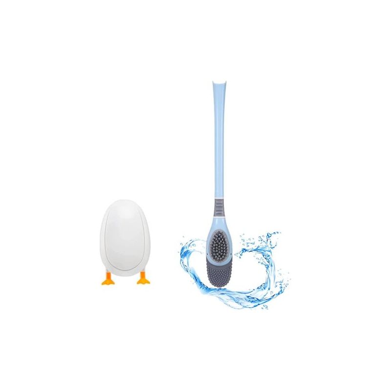 Taishengda-toilettenbürste „tauchente“, Hygienische Badezimmer-toilettenbürste, Silikonbürste Mit Flexiblen Borsten, Rutschfester Kunststoffgriff Mit Wandhalterung, Blau
