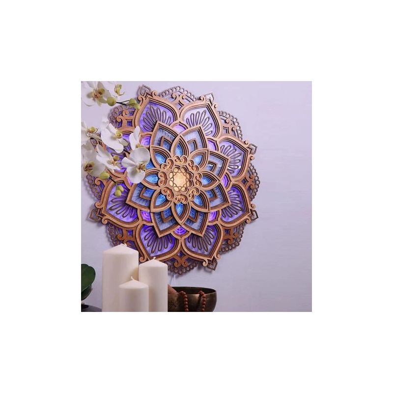 Taishengda Mandala Yoga-zimmer-nachtlicht, Mehrschichtige, Lasergeschnittene Led-wandleuchte Mit Mandala-motiv, Elegante Hängende Mandala-mdf-panel-lampendekoration (mandala)