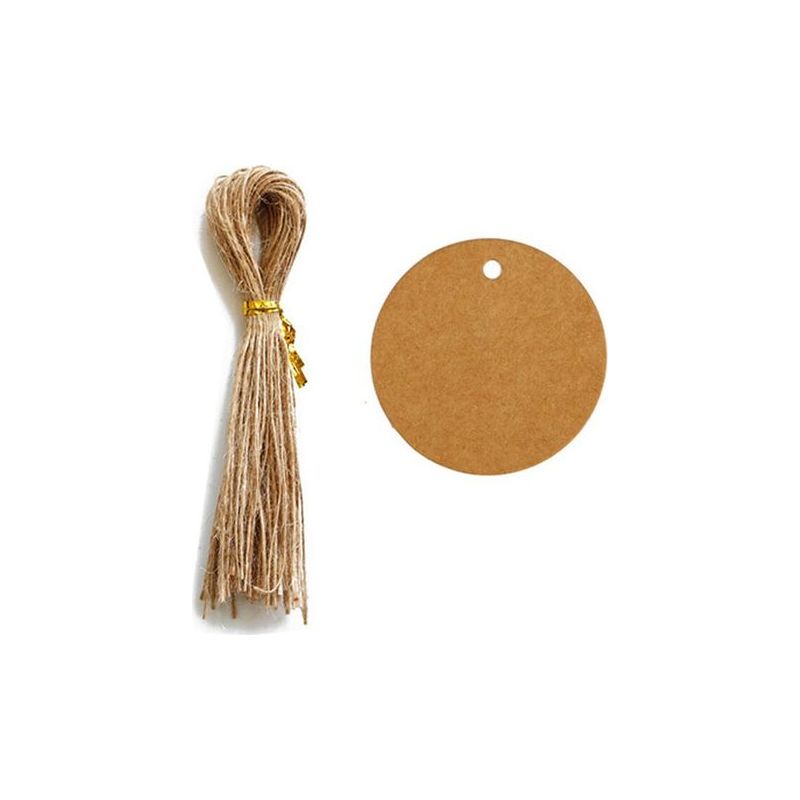 Taishengda-100 Stück Kraftpapier-etiketten, Geschenkanhänger, 3x3cm Runde Kraftpapier-etiketten, Blanko-etiketten Für Hochzeit, Geburtstag, Weihnachten (braun)