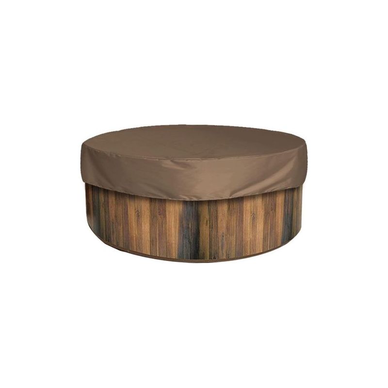 Taishengda Runde Poolabdeckung, Schwimmbadplane, Wasserdichte Spa-schutzabdeckung, 100 % Uv-beständig (190t), Für Whirlpools Und Badewannen Im Freien, Braun, 210 X 30 Cm