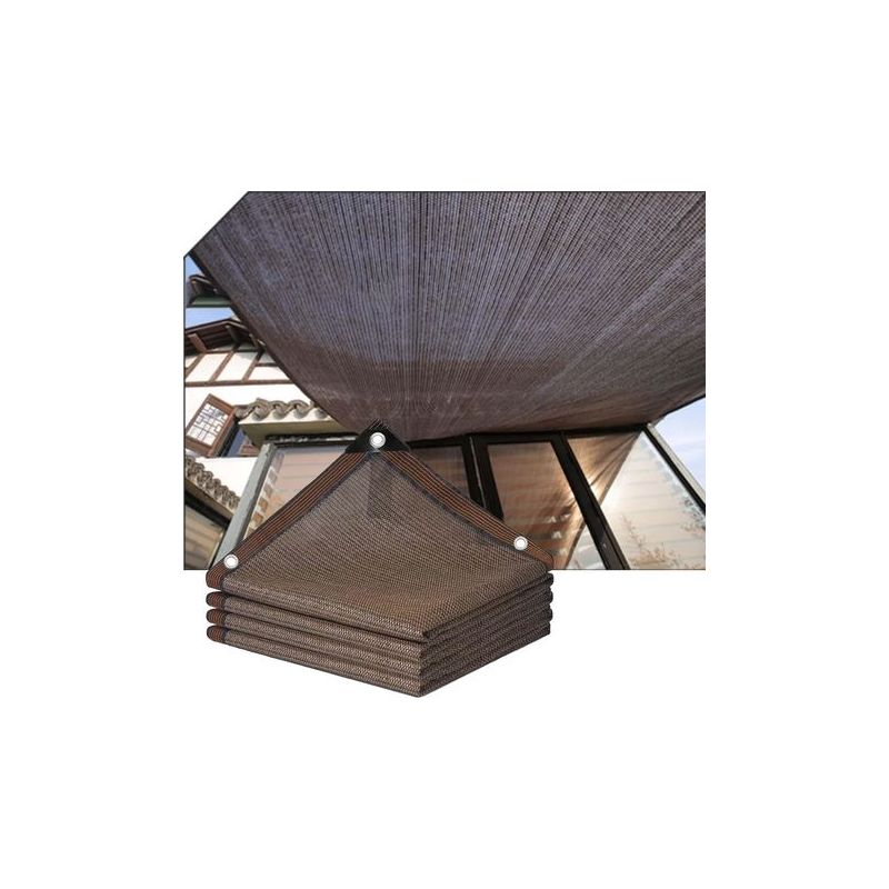 Taishengda – Atmungsaktives, Kühlendes, Uv-schützendes Schattierungsnetz Für Balkon Und Garten Mit Ösen, Hitzebeständig, Winddicht, Braun, 4 X 4 M