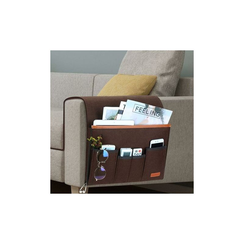 Taishengda Sofa-armlehnen-organizer, Litzee Sessel-aufbewahrungstasche Mit 5 Fächern, Stuhlbezug Für Fernbedienung, Ipad, Zeitschriften, Brille (braun) Weitere Aufbewahrungsmöglichkeiten