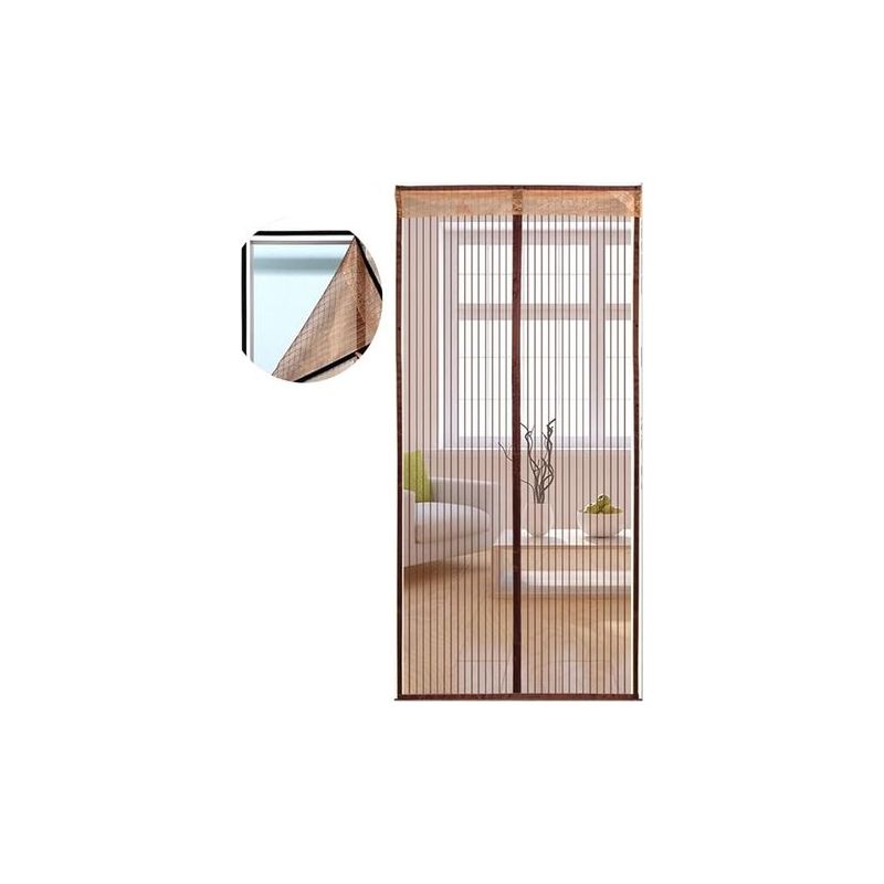 Taishengda Magnetisches Tür-moskitonetz Mit Klebestreifen, Maßgefertigter Moskitonetz-türvorhang Für Flure Und Terrassentüren, Braun, 140 X 220 Cm